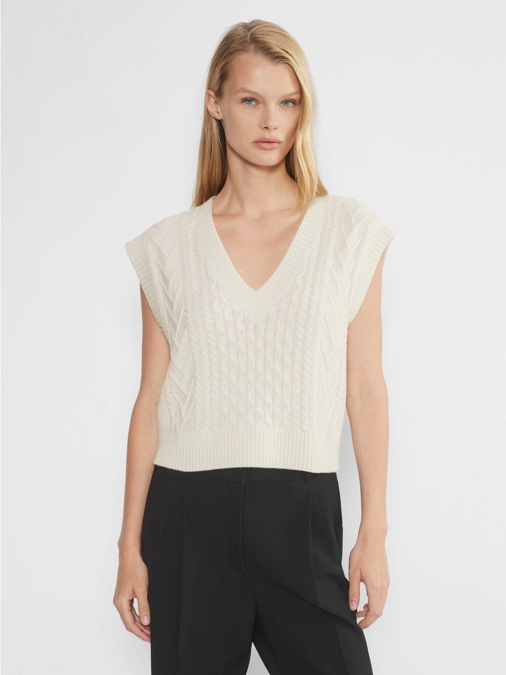 Babaton Emporia Merino Wool Sweater Vest Sleeveless Boxy Knit V-Neck Aritzia